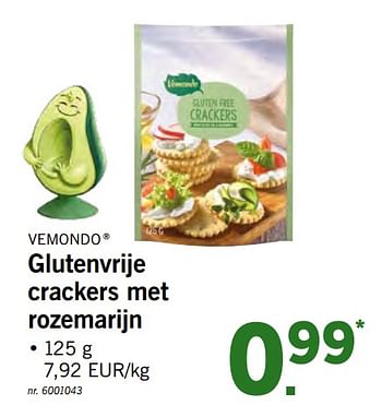 Promoties Glutenvrije crackers met rozemarijn - Vemondo - Geldig van 11/02/2019 tot 16/02/2019 bij Lidl