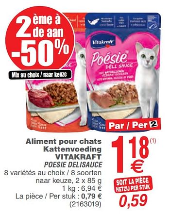 Promotions Aliments pour chats kattenvoeding vitakraft - Vitakraft - Valide de 05/02/2019 à 18/02/2019 chez Cora