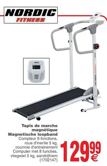 Promoties Tapis de marche magnétique magnetische loopband - Nordic Fitness - Geldig van 05/02/2019 tot 18/02/2019 bij Cora
