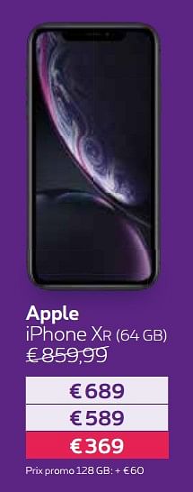 Promotions Apple iphone x r 64 gb - Apple - Valide de 01/02/2019 à 28/02/2019 chez Proximus