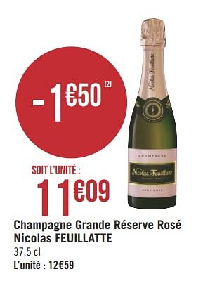 Promotions Champagne grande réserve rosé nicolas feuillatte - Champagne - Valide de 05/02/2019 à 17/02/2019 chez Géant Casino