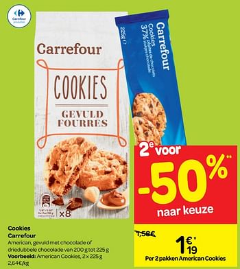 Promoties American cookies - Huismerk - Carrefour  - Geldig van 06/02/2019 tot 18/02/2019 bij Carrefour