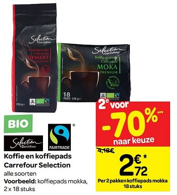 Promoties Koffiepads mokka - Huismerk - Carrefour  - Geldig van 06/02/2019 tot 18/02/2019 bij Carrefour