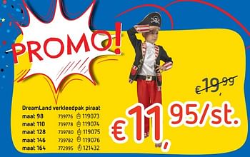 Promoties Dreamland verkleedpak piraat - Huismerk - Dreamland - Geldig van 07/02/2019 tot 09/03/2019 bij Dreamland