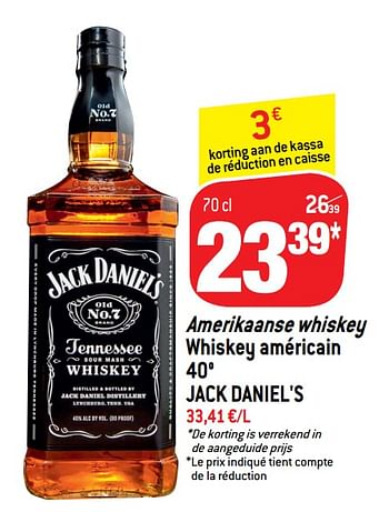 Promoties Amerikaanse whiskey whiskey américain 40° jack daniel`s - Jack Daniel's - Geldig van 06/02/2019 tot 12/02/2019 bij Match