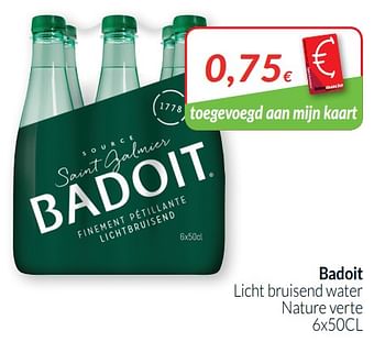 Promoties Badoit licht bruisend water nature verte - Badoit - Geldig van 01/02/2019 tot 28/02/2019 bij Intermarche
