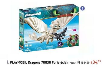 Promotions Playmobil dragons 70038 furie éclair - Playmobil - Valide de 07/02/2019 à 09/03/2019 chez Dreamland