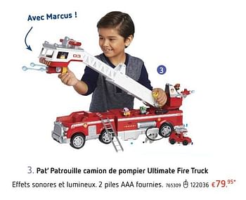 Promotions Pat` patrouille camion de pompier ultimate fire truck - PAW  PATROL - Valide de 07/02/2019 à 09/03/2019 chez Dreamland