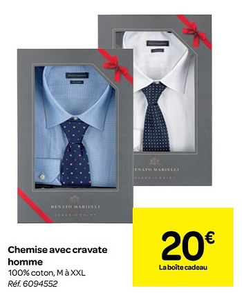 Promotions Chemise avec cravate homme - Renato Marielli - Valide de 06/02/2019 à 18/02/2019 chez Carrefour