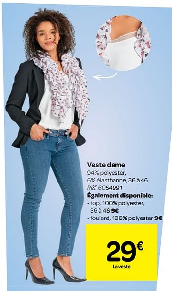 Promoties Veste dame - Huismerk - Carrefour  - Geldig van 06/02/2019 tot 18/02/2019 bij Carrefour
