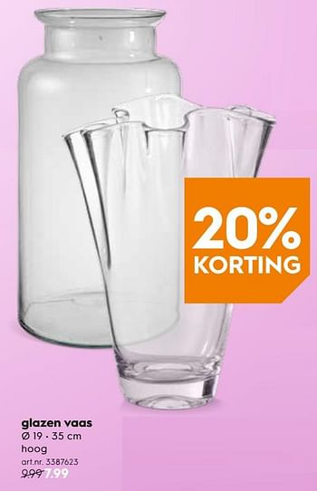 Promoties Glazen vaas - Huismerk - Blokker - Geldig van 06/02/2019 tot 19/02/2019 bij Blokker