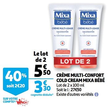 Mixa Creme Multi Confort Cold Cream Mixa Bebe En Promotion Chez Auchan Ronq