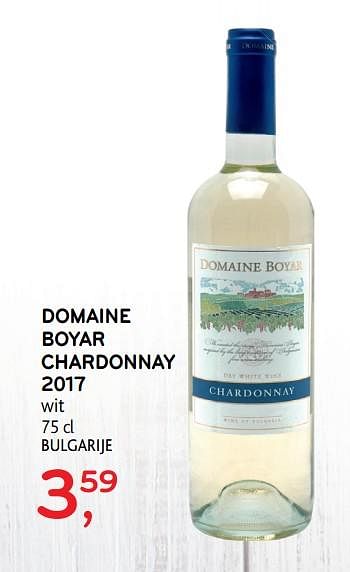 Promoties Domaine boyar chardonnay 2017 wit bulgarije - Witte wijnen - Geldig van 13/02/2019 tot 26/02/2019 bij Alvo