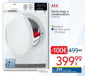 Promotions Aeg sèche-linge à condensation t6dbg72p - AEG - Valide de 01/02/2019 à 28/02/2019 chez Eldi