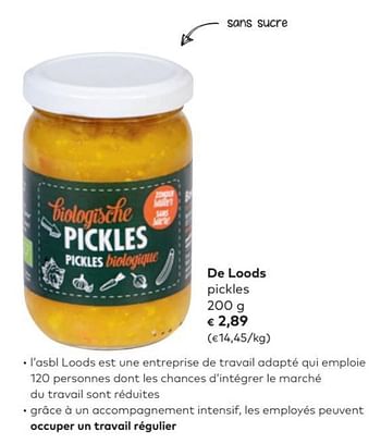 Promotions De loods pickles - Boerderij De Loods - Valide de 06/02/2019 à 05/03/2019 chez Bioplanet