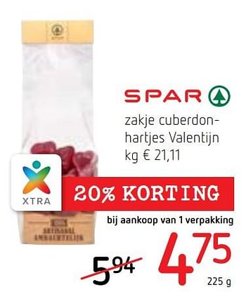Promoties Zakje cuberdonhartjes valentijn - Spar - Geldig van 14/02/2019 tot 27/02/2019 bij Spar (Colruytgroup)