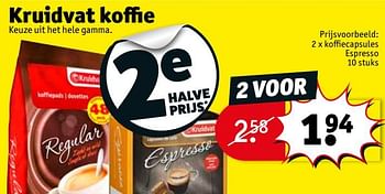 Promoties Koffiecapsules espresso - Huismerk - Kruidvat - Geldig van 12/02/2019 tot 24/02/2019 bij Kruidvat