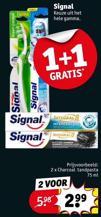 Promoties Charcoal tandpasta - Signal - Geldig van 12/02/2019 tot 24/02/2019 bij Kruidvat