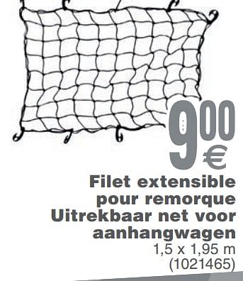Promoties Filet extensible pour remorque uitrekbaar net voor aanhangwagen - Huismerk - Cora - Geldig van 12/02/2019 tot 25/02/2019 bij Cora