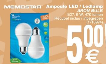 Promoties Ampoule led - ledlamp aron bulb - Aron - Geldig van 12/02/2019 tot 25/02/2019 bij Cora