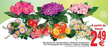 Promoties Bouquets de marguerittes - ruikers margrieten ou - of bouquets de violettes - ruikers viooltjes - Huismerk - Cora - Geldig van 12/02/2019 tot 25/02/2019 bij Cora