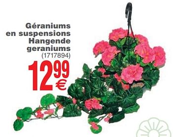 Promotions Géraniums en suspensions hangende geraniums - Produit maison - Cora - Valide de 12/02/2019 à 25/02/2019 chez Cora