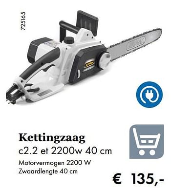 Promoties Alpina kettingzaag c2.2 et 2200w - Alpina - Geldig van 18/02/2019 tot 31/03/2019 bij Multi Bazar