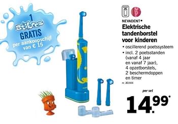 Promotions Elektrische tandenborstel voor kinderen - NEVADENT - Valide de 18/02/2019 à 23/02/2019 chez Lidl