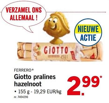 Promoties Giotto pralines hazelnoot - Ferrero - Geldig van 18/02/2019 tot 23/02/2019 bij Lidl