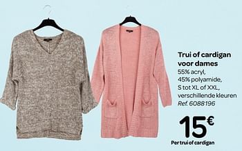 Promoties Trui of cardigan voor dames - Huismerk - Carrefour  - Geldig van 13/02/2019 tot 25/02/2019 bij Carrefour