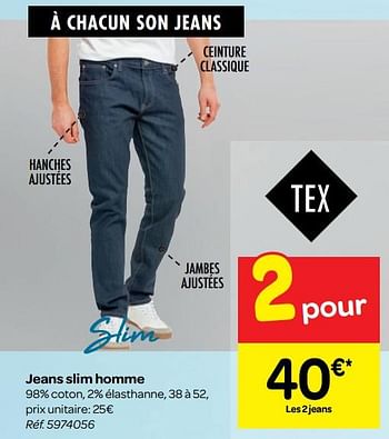 Promotions Jeans slim homme - Tex - Valide de 13/02/2019 à 25/02/2019 chez Carrefour