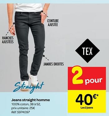 Promotions Jeans straight homme - Tex - Valide de 13/02/2019 à 25/02/2019 chez Carrefour