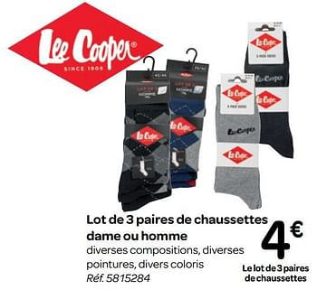 Promotions Lot de 3 paires de chaussettes dame ou homme - Lee Cooper - Valide de 13/02/2019 à 25/02/2019 chez Carrefour