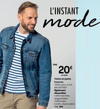 Promotions Veste en jeans homme - Produit maison - Carrefour  - Valide de 13/02/2019 à 25/02/2019 chez Carrefour