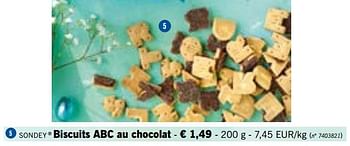 Promoties Biscuits abc au chocolat - Sondey - Geldig van 18/02/2019 tot 23/02/2019 bij Lidl