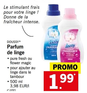 Promoties Parfum de linge - Doussy - Geldig van 18/02/2019 tot 23/02/2019 bij Lidl