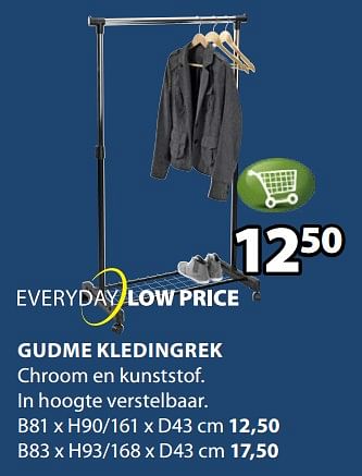 Promoties Gudme kledingrek - Huismerk - Jysk - Geldig van 11/02/2019 tot 24/02/2019 bij Jysk