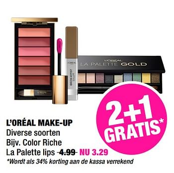 Promoties Color riche la palette lips - L'Oreal Paris - Geldig van 11/02/2019 tot 24/02/2019 bij Big Bazar