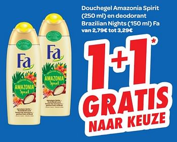 Promoties Douchegel amazonia spirit en deodorant brazilian nights - Fa - Geldig van 13/02/2019 tot 25/02/2019 bij Carrefour