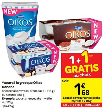 Promotions Yaourt à la grecque oikos danone - Danone - Valide de 13/02/2019 à 25/02/2019 chez Carrefour