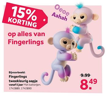 Promoties Fingerlings tweekleurig aapje - Fingerlings - Geldig van 11/02/2019 tot 03/03/2019 bij Intertoys