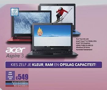 Promoties Acer aspire 3 - Acer - Geldig van 14/02/2019 tot 07/03/2019 bij Compudeals
