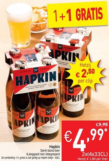 Promotions Hapkin sterk blond bier - Hapkin - Valide de 19/02/2019 à 24/02/2019 chez Intermarche
