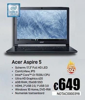 Promoties Acer aspire 5 - Acer - Geldig van 14/02/2019 tot 07/03/2019 bij Compudeals
