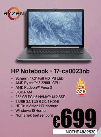 Promoties Hp notebook - 17-ca0023nb - HP - Geldig van 14/02/2019 tot 07/03/2019 bij Compudeals