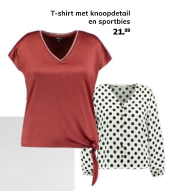 Promoties T-shirt met knoopdetail en sportbies - Huismerk - MS Mode - Geldig van 15/02/2019 tot 15/03/2019 bij MS Mode