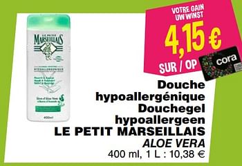 Promoties Douche hypoallergénique douchegel hypoallergeen le petit marseillais aloe vera - Le Petit Marseillais - Geldig van 19/02/2019 tot 25/02/2019 bij Cora
