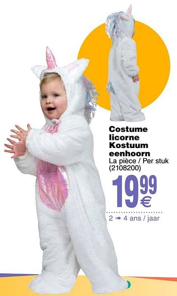 Promoties Costume licorne kostuum eenhoorn - Huismerk - Cora - Geldig van 19/02/2019 tot 04/03/2019 bij Cora