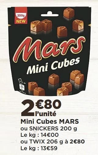 Promoties Mini cubes mars ou snickers ou twix - Mars - Geldig van 19/02/2019 tot 03/03/2019 bij Super Casino