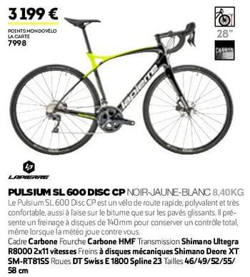Promotions Pulsium sl 600 disc cp noir-jaune-blanc - Lapierre - Valide de 01/01/2019 à 31/12/2019 chez Sport 2000